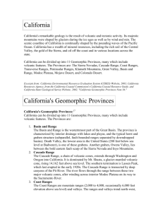Fact sheets that describe California`s geomorphic provinces