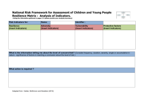 National Risk Framework Matrix Related Indicators