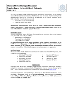 previous applications - Church of Ireland College of Education