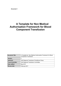 A template for nurse authorisation framework for blood component
