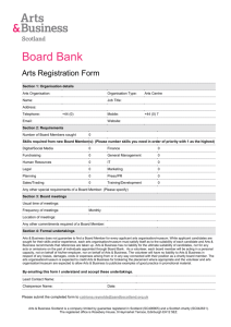 Board Bank Arts Registration Form Section 1: Organisation details