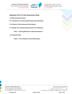 Regulation DD-12.0 Risk Assessment Study