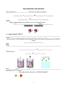 IONIC COMPOUNDS: ACIDS AND BASES