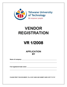 Vendor Registration - Tshwane University of Technology