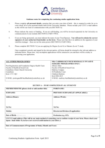 Continuing Students Application Form 2015