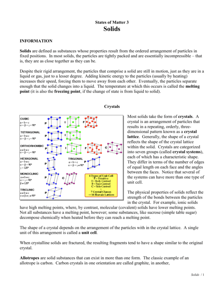 Pogil 05 States Of Matter 3 Solids