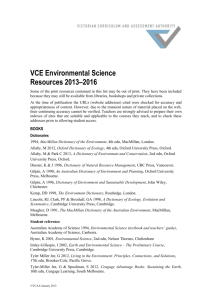 VCE Environmental Science Resources 2013–2016