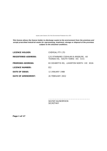 Chapter 3.1 Chemical waste treatment Licence