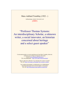 “Professor Thomas Symons: An interdisciplinary Scholar, a reknown