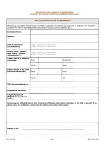 Application for Initial Program Accreditation