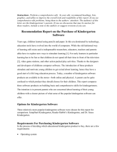 Recomendation Report on the Purchase of Kindergarten Software