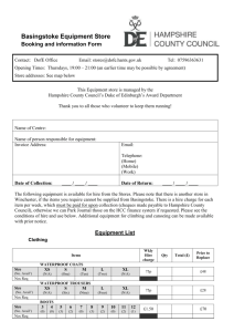 Winchester Equipment Stores – Booking Form