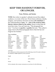 Tone, Diction and Syntax Handout