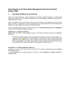 Amendments to the South Eastern RBD