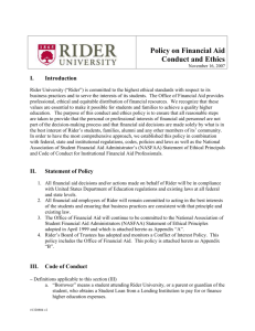 Policy on Financial Aid Conduct and Ethics November 16, 2007