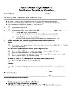 NCLB TEACHER REQUIREMENTS:Certificate of Compliance