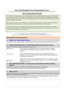 Key Threatening Process Nomination Form