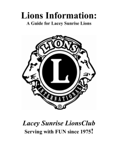 Lions Information: - Lacey Sunrise Lions