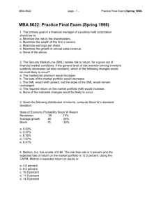 MBA 8622: Practice Final Exam (Spring 1998)