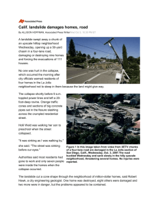 California Landslide-Sinkhole damages road & homes