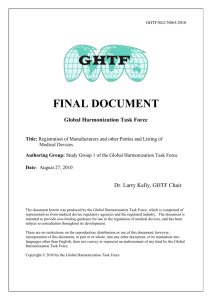 GHTF SG1 - Registration of Manufacturers and Listing of Medical