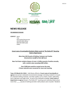 News Release - New York State Association for Reduction, Reuse