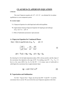 CLAUSIUS-CLAPERYON EQUATION I. Review The exact