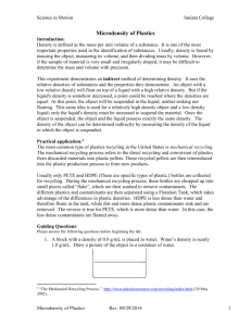 MICRODENSITY OF PLASTICS