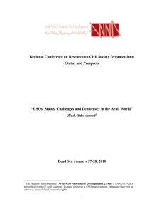 CSOs: Status, Challenges and Democracy in the Arab World