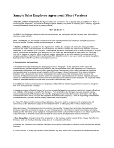 Sample Sales Employee Agreement (Short Version)