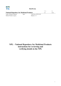 MANUAL Version: Page: National Repository for Medicinal Products