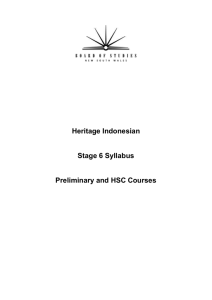 Heritage Indonesian Stage 6 Syllabus Preliminary and HSC Courses