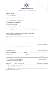 Application form for Dummy Transcript
