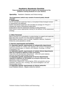 Diabetes and Endocrinology Guidance Checklist