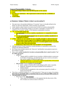 Infringement of Patents