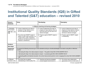 Institutional Quality Standards (IQS) in Gifted and Talented (G&T