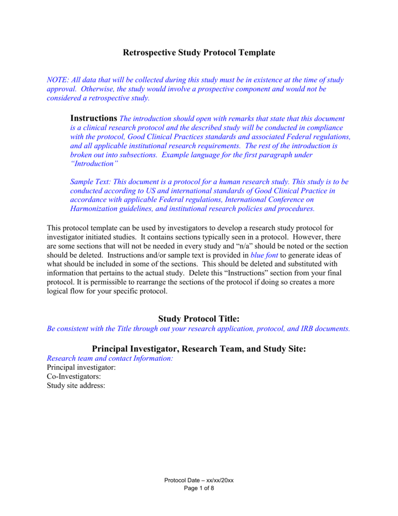 Sample Irb Proposal Retrospective Chart Review