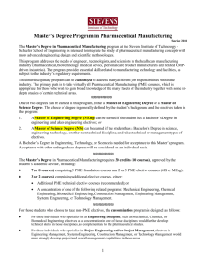 Master`s Program in Pharmaceutical Manufacturing Engineering