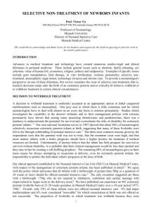 Selective non-treatment of newborn infants