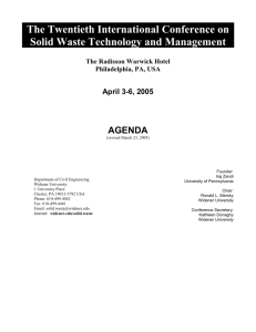 The Twentieth International Conference on Solid Waste Technology