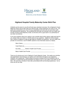 Highland Hospital Family Maternity Center Birth Plan