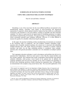 1 SCHEDULING OF MANUFACTURING SYSTEMS USING THE