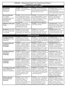 HSB4MI ISU - Marking Scheme Comments and Rubric