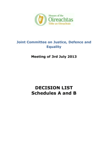 Decision List - JC on JDE