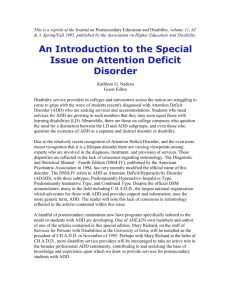 An Introduction to the Special Issue on Attention Deficit Disorder