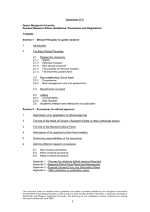 Research ethics: regulations, procedures and guidelines