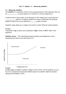 Year 11 Chapter 11:~ Measuring Solubility