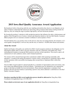 2015 Iowa Beef Quality Assurance Award Application Beef