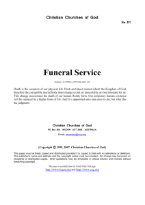 Funeral Service (No. D1) - Christian Churches of God