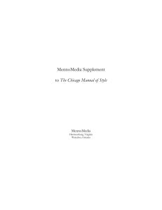 MennoMedia Supplement to the Chicago Manual of